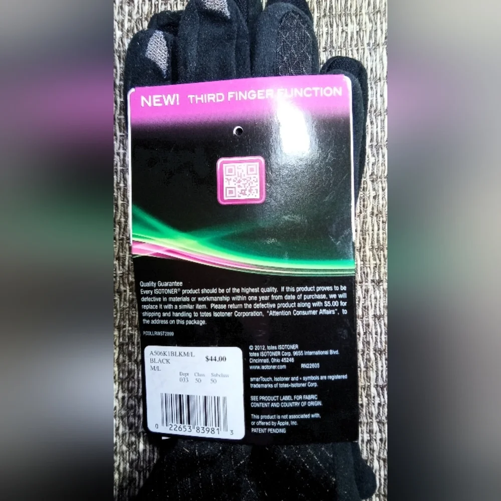 NWT Isotoner SmarTouch 2.0 Womens Black Touch Screen Tech Compatible Gloves M/L - Picture 5 of 6